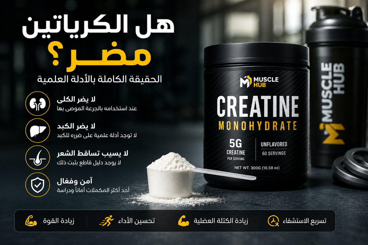 هل الكرياتين مضر؟ الحقيقة الكاملة مدعومة بالأبحاث
