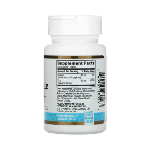 21st Century, Zinc Citrate, 50mg, 60 Tablets