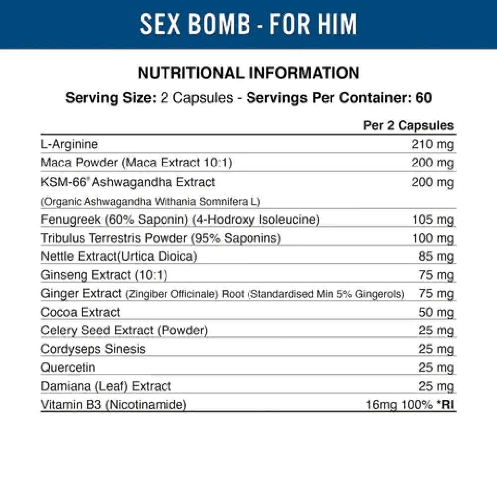 Applied Nutrition Sex Bomb Male Libido Enhancer - 120 Capsules