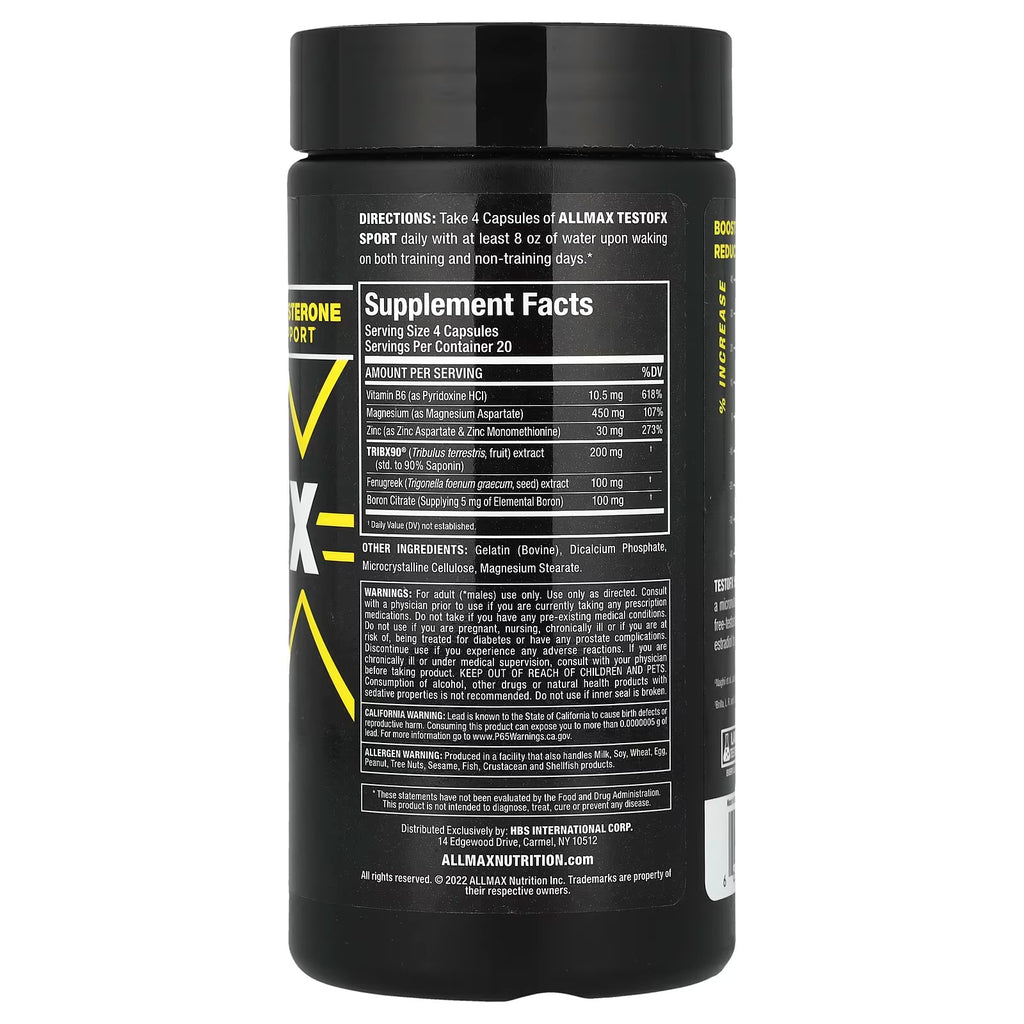 ALLMAX TestoFX Sport – Testosterone Support Formula, 80 Capsules