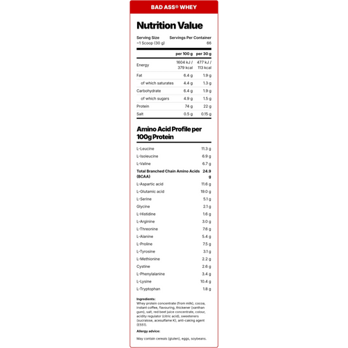 BadAss Nutrition, Whey, 2kg, 60 Servings