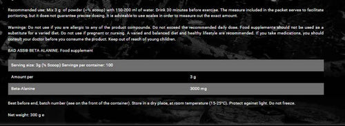 Badass Nutrition, Beta-Alanine, 300g, 100 Servings