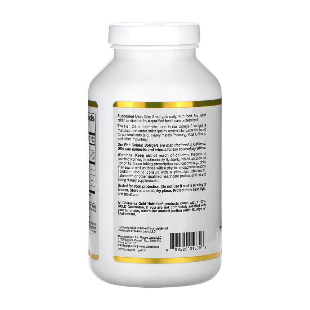 California Gold Nutrition, Omega-3, 240 Softgels, 120 Servings