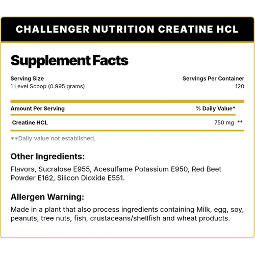 Challenger Nutrition, Creatine HCL, 120g, 120 Servings