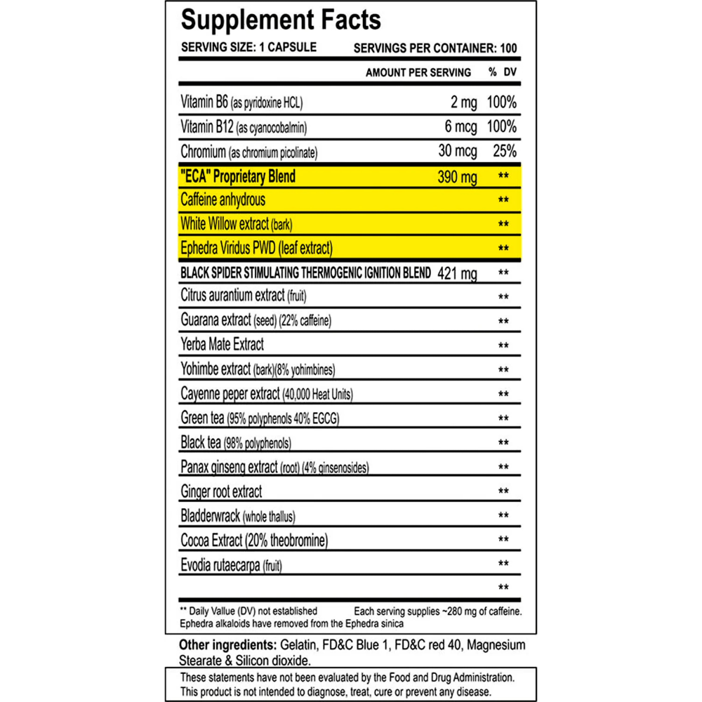 Cloma pharma, Black Spider, 100 Capsules, 100 Servings