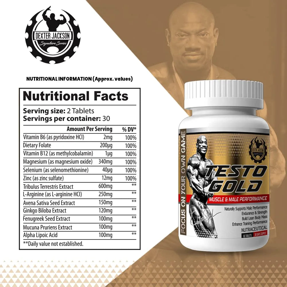 Dexter Jackson, Testo Gold, 60 Tablets, 30 Servings