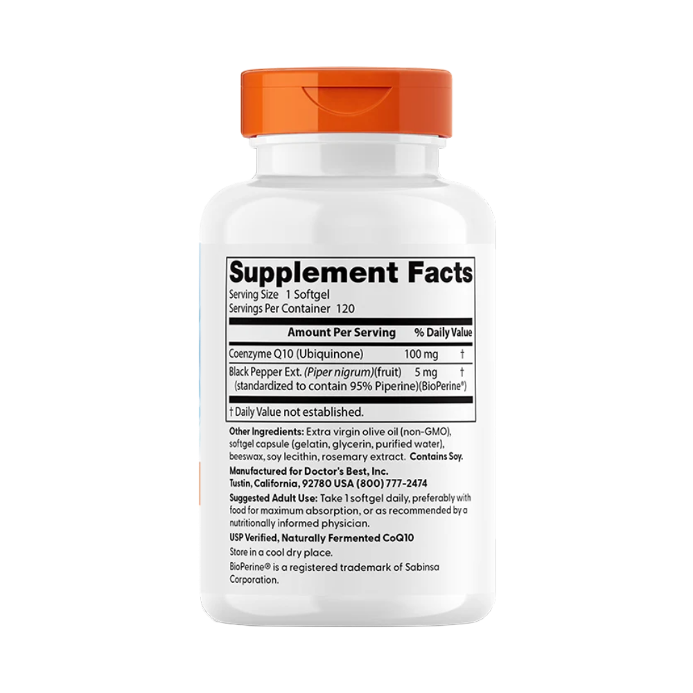 Doctor’s Best, High Absorption CoQ10 with BioPerine, 100 mg, 120 Softgels, 120 Servings