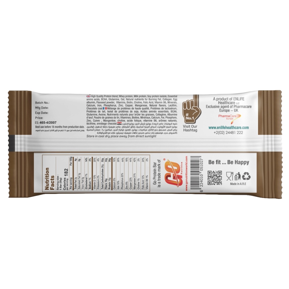ENLIFE, Go Protein Bar, Muscle Bulk, 50G, Coconut