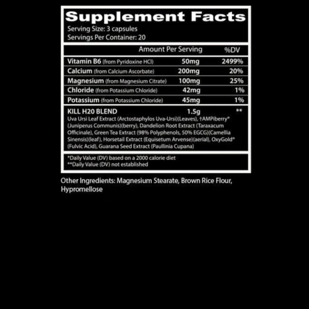 Insane Labz, Kill H2O, 60 Capsules, 20 Servings