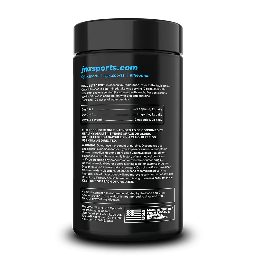 JNX Sports, The Omen Non-Stimulant Fat Burner, 100 Capsules, 50 Servings