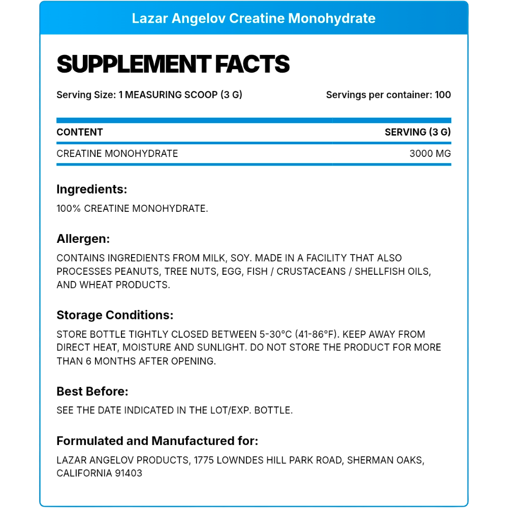 Lazar Nutrition,  Creatine Monohydrate, 300g, 100 Servings
