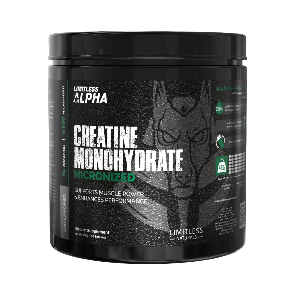 Limitless Alpha, Creatine Monohydrate Micronized, Unflavored, 450g, 90 Servings