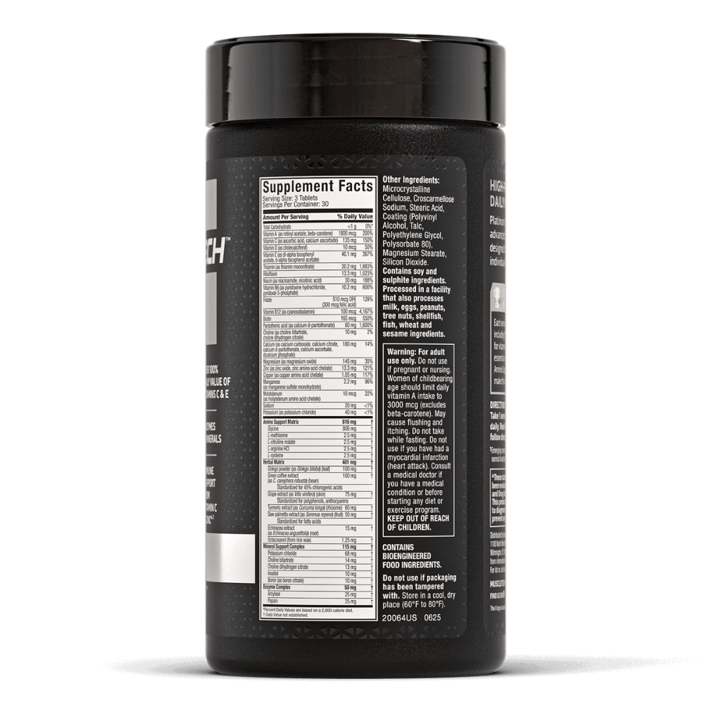 MuscleTech, Platinum Multivitamin, 90 Tablets, 30 servings