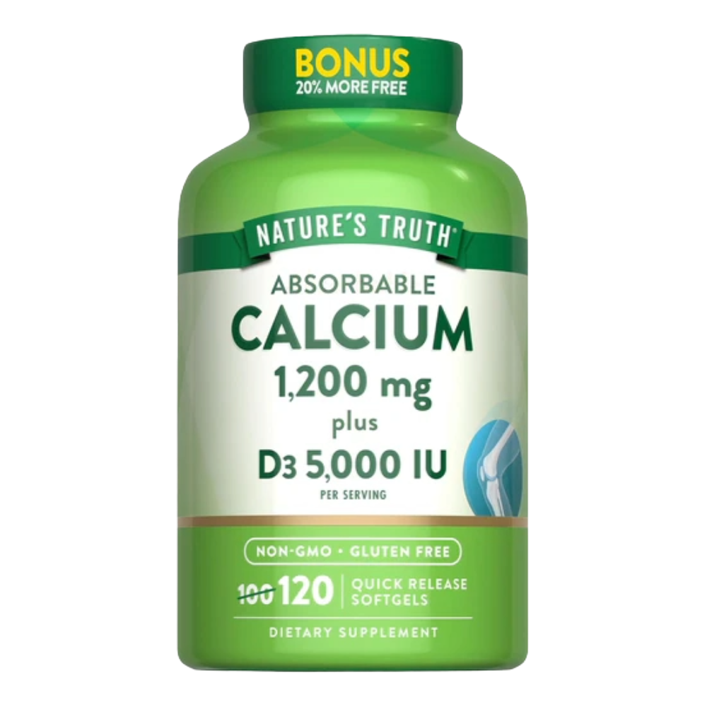 Nature’s Truth, Calcium 1200 mg with Vitamin D3 5000 IU, 120 Softgel, 60 Servings