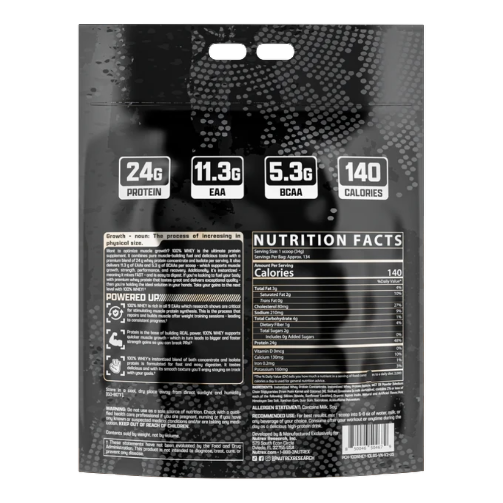 Nutrex Research, 100% Whey Protein, 4.54kg, 128 Servings