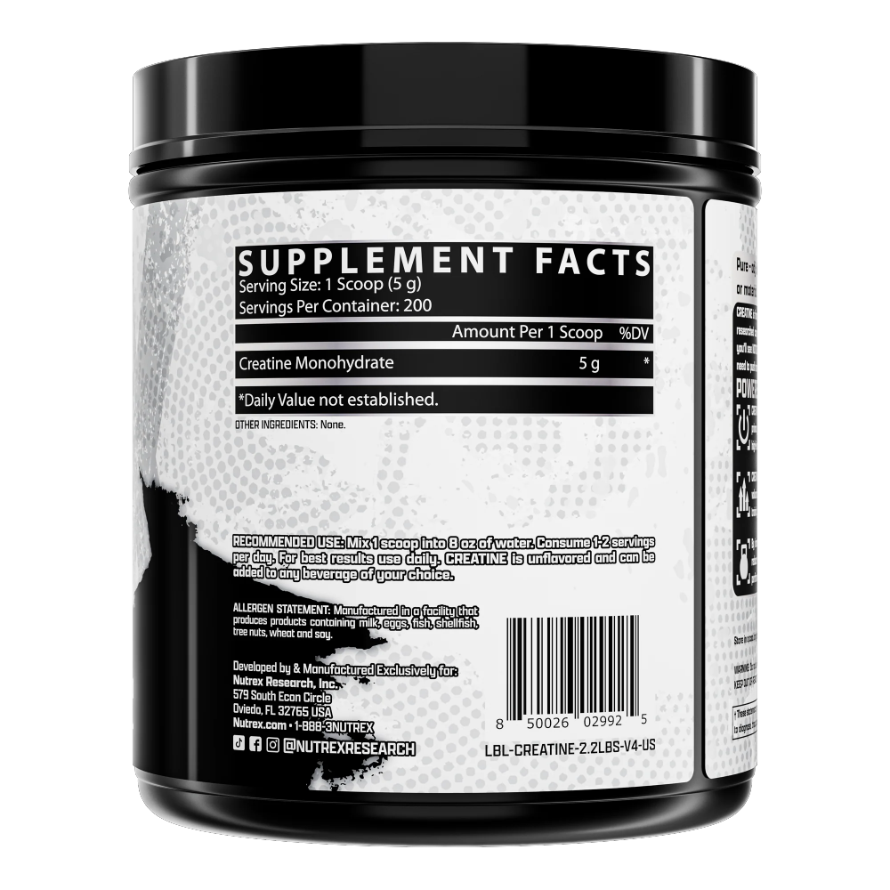 Nutrex Research, Creatine Monohydrate, Unflavored, 1000g, 200 Serving