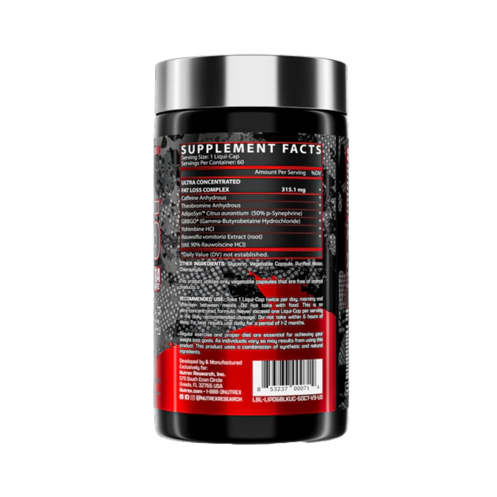 Nutrex Research, Lipo-6 Black UC, 60 Capsules, 60 Serving