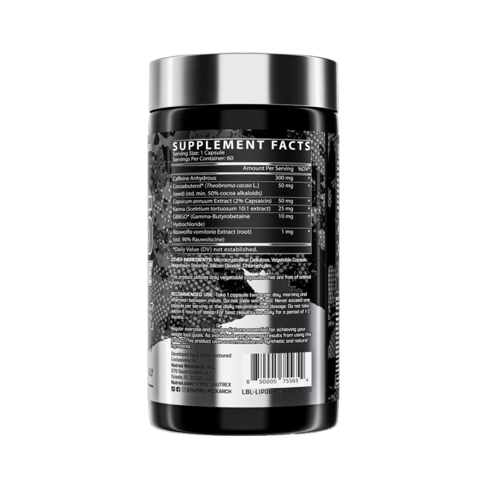 Nutrex Research, Lipo-6 Hardcore, 60 Capsules, 60 Servings