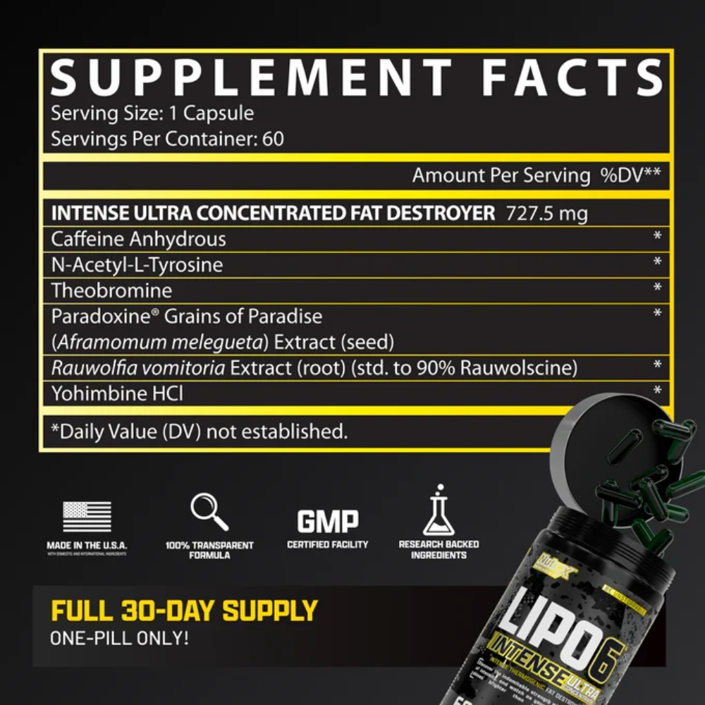 Nutrex Research, Lipo-6 Intense, 60 Capsules, 60 Servings