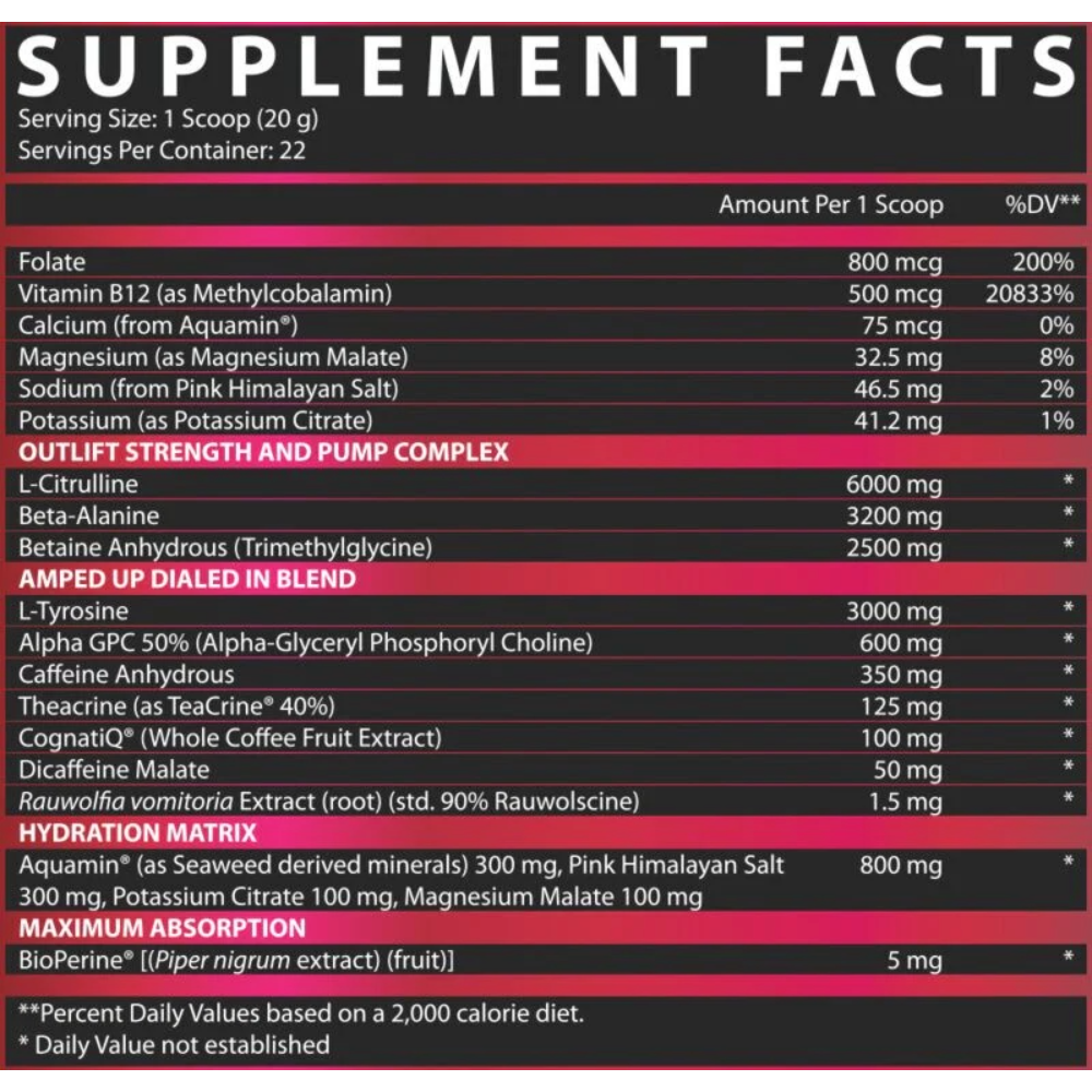Nutrex Research, OUTLIFT Amped, 450g, 22 Servings