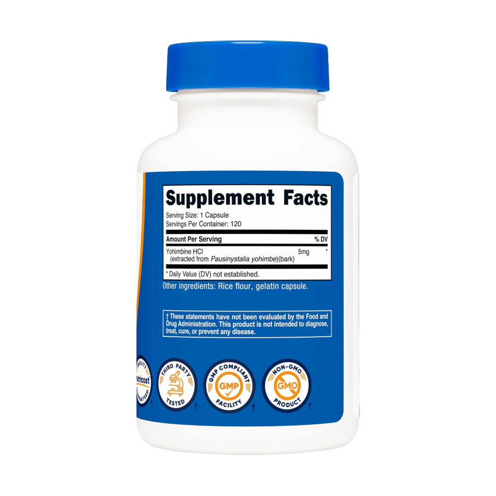 Nutricost, Yohimbine HCl (5mg), 120 Capsules, 120 Servings