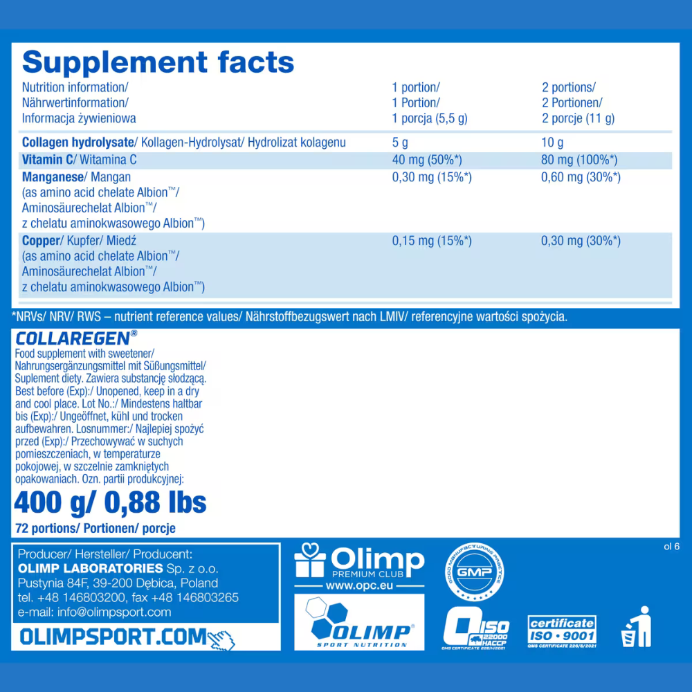 Olimp, Collaregen, 400g, 72 Servings