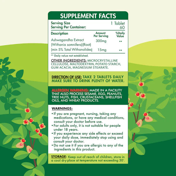 Organic Nation, Ashwagandha, 60 Tablets, 30 Servings