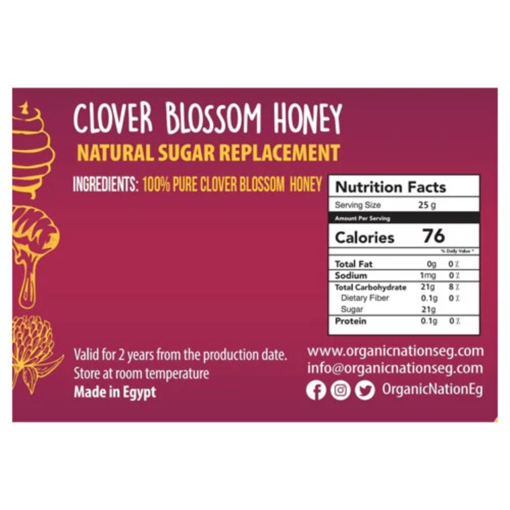 Organic Nation, Clover Blossom Honey, 400g