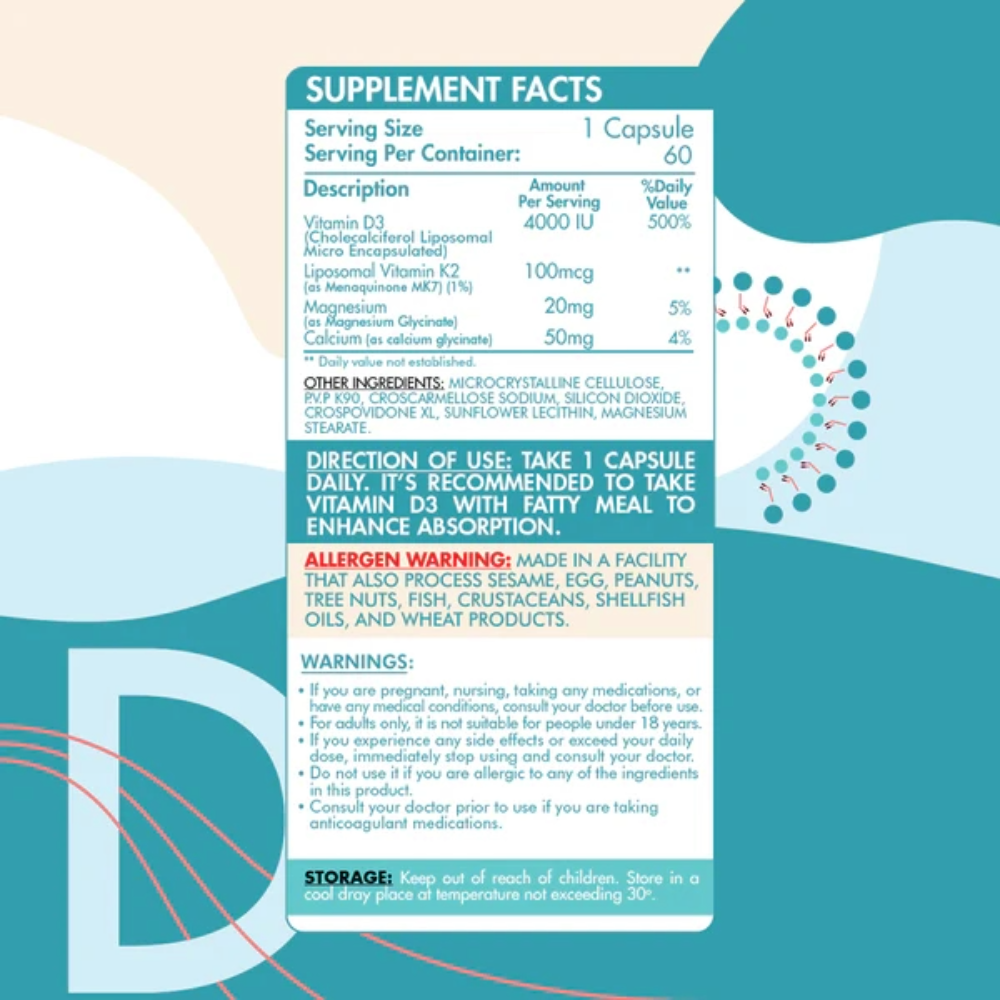Organic Nation, Liposomal D3+K2, 60 Capsules, 60 Servings