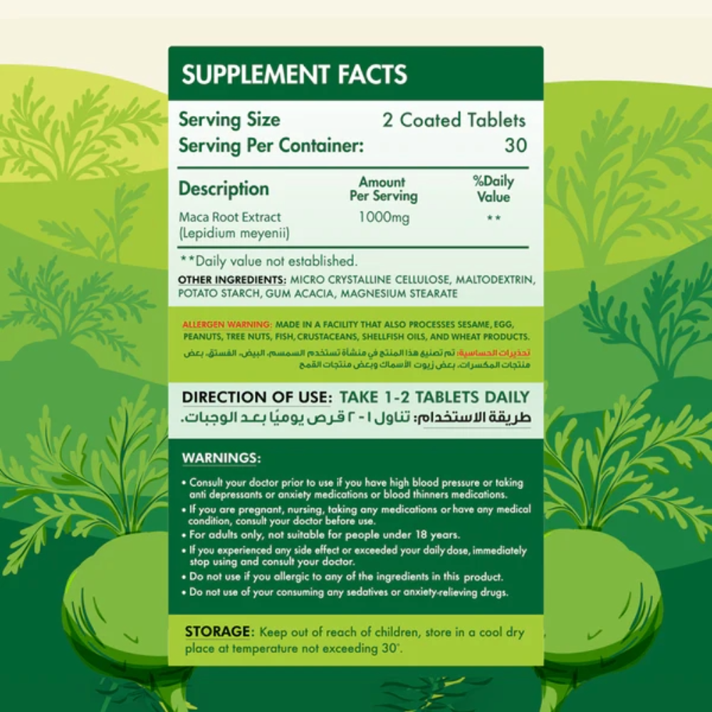 Organic Nation, Maca, 1000mg, 60 Coated Tablets, 30 Servings