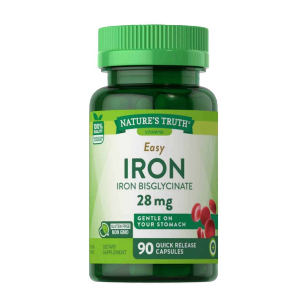 NATURE’S TRUTH, Easy Iron 28 mg (Iron Bisglycinate), 90 Capsules, 90 Servings