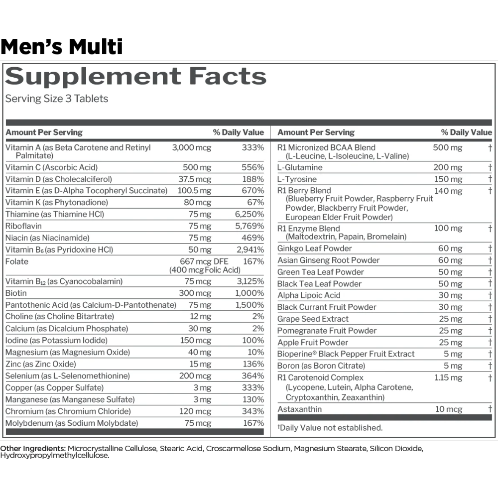 Rule One, Men’s Multi, 180 TABLETS, 60 Servings