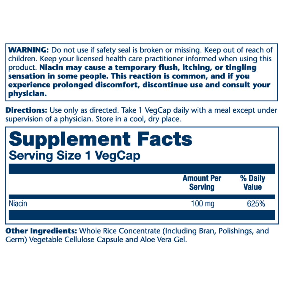 Solaray, Niacin, 100mg, 100 Capsules, 100 Servings