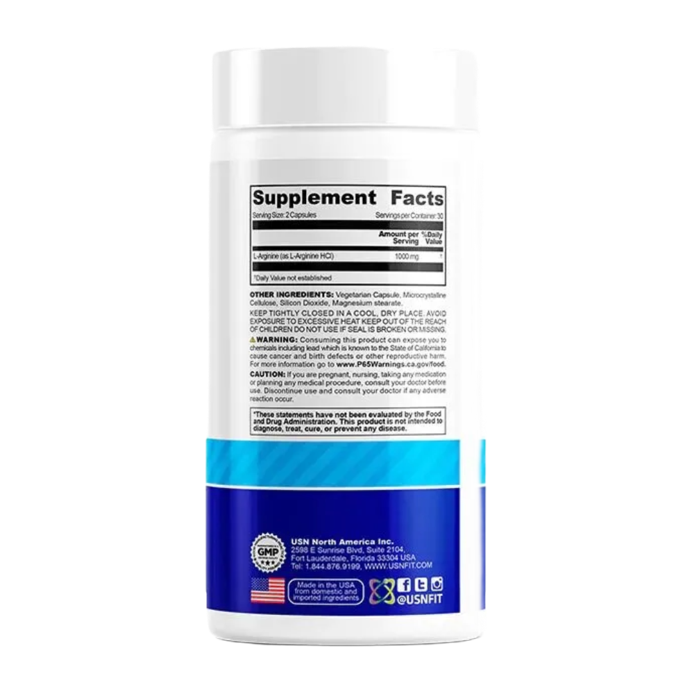 USN, L-Arginine, 1000mg, 60 Capsules, 30 Servings