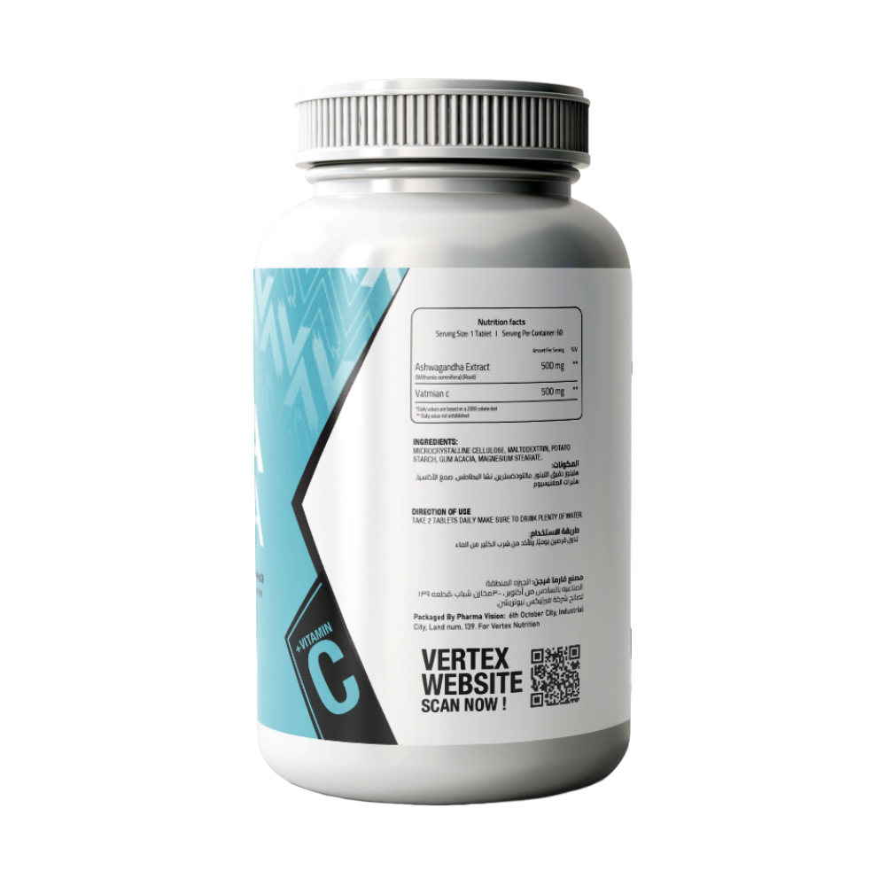 Vertex Nutrition, Ashwagandha, 500mg, 60 Tablets, 60 Servings
