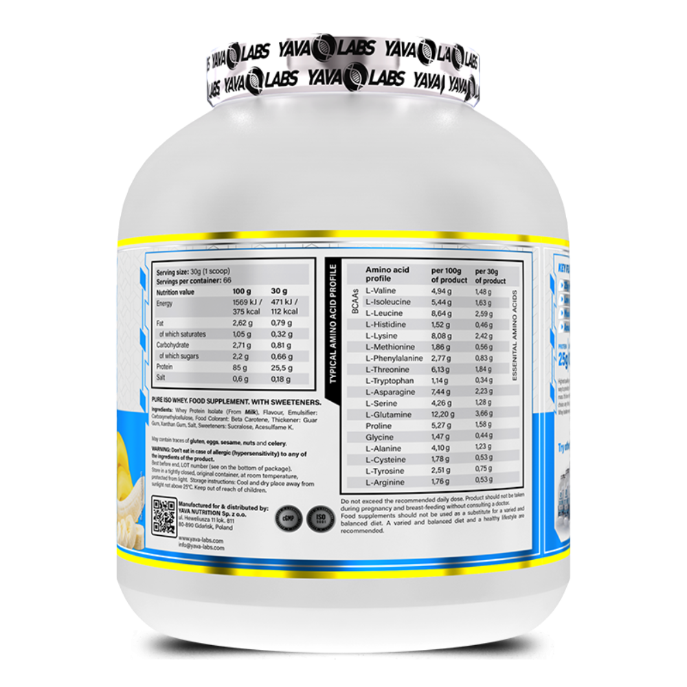Yava Labs, Pure ISO Whey, 2KG, 66 Servings