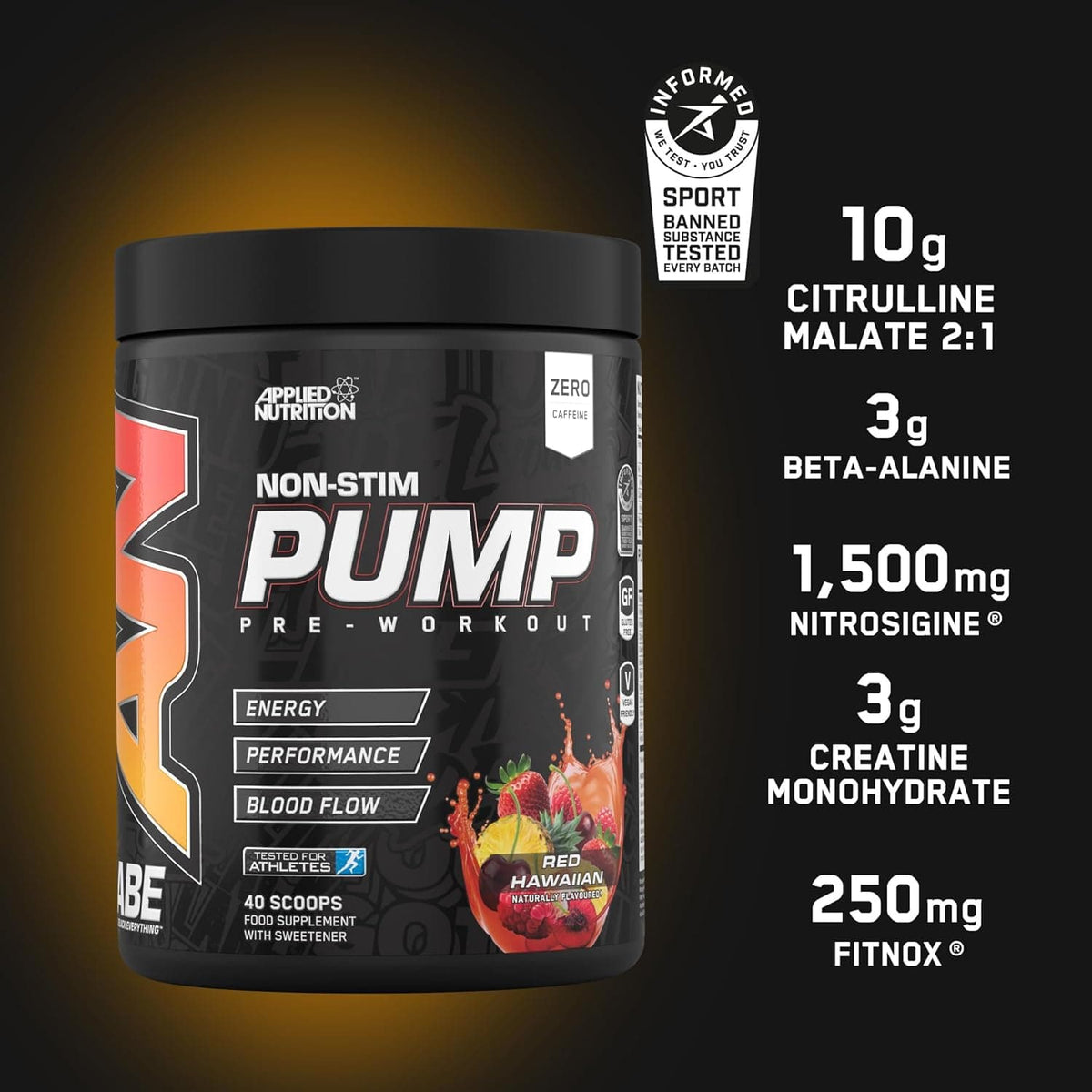 Applied Nutrition ABE Non-Stim Pump 500g  (40 Serv) (zero caffeine)